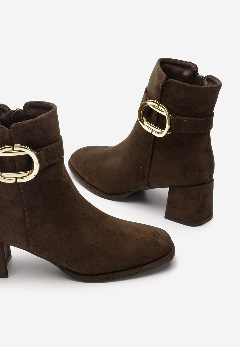 Botine cu toc gros Jovianna maro