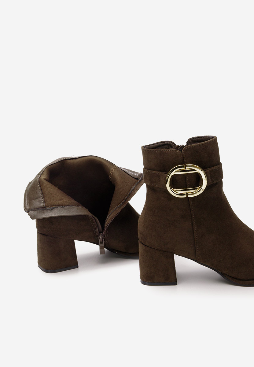 Botine cu toc gros Jovianna maro