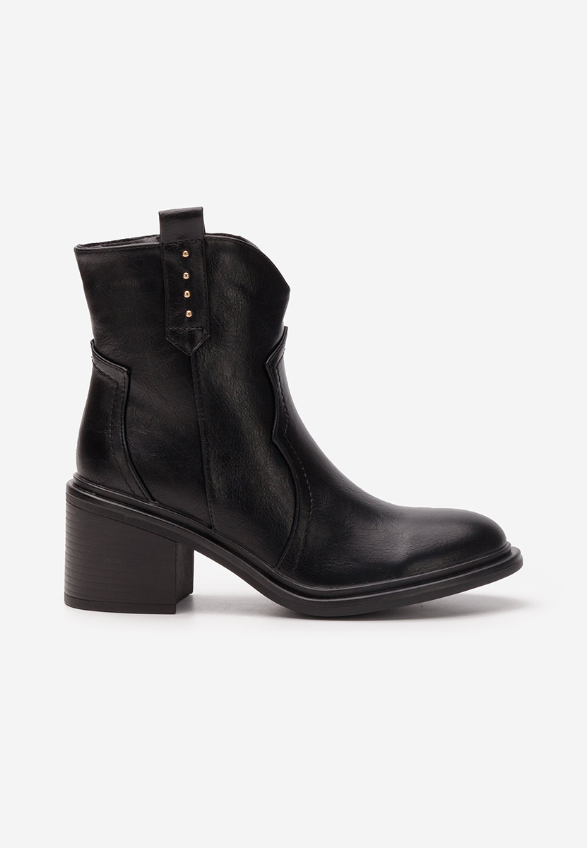 Botine cu toc gros Katyana negre