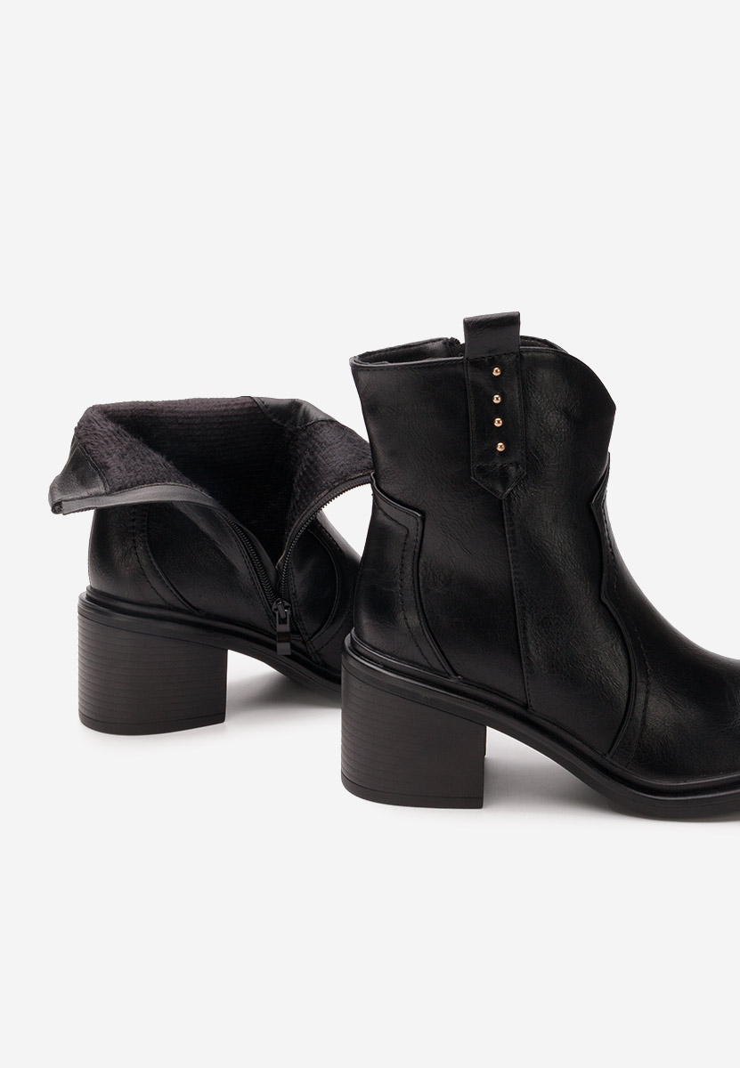 Botine cu toc gros Katyana negre