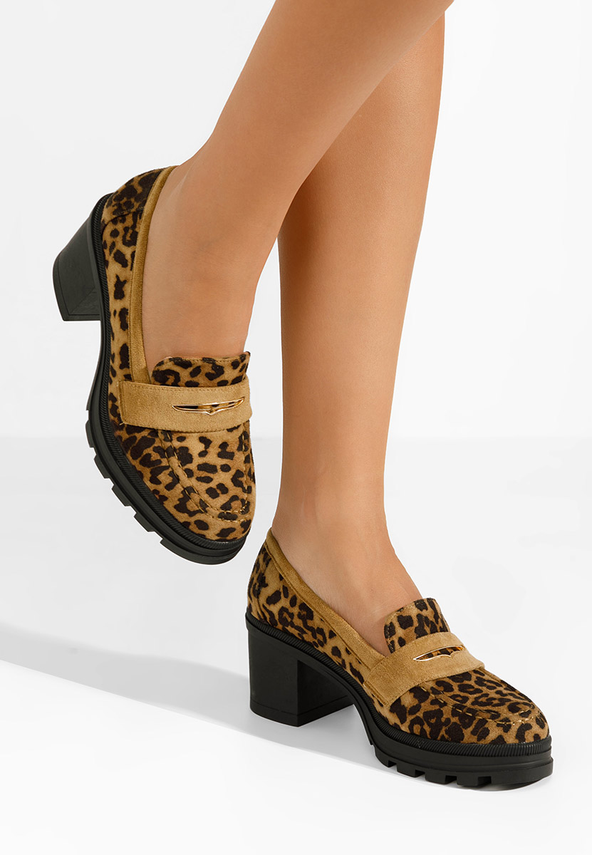 Mocasini cu toc Patritia leopard