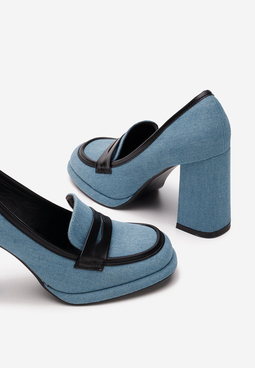 Mocasini cu toc Lexxy denim