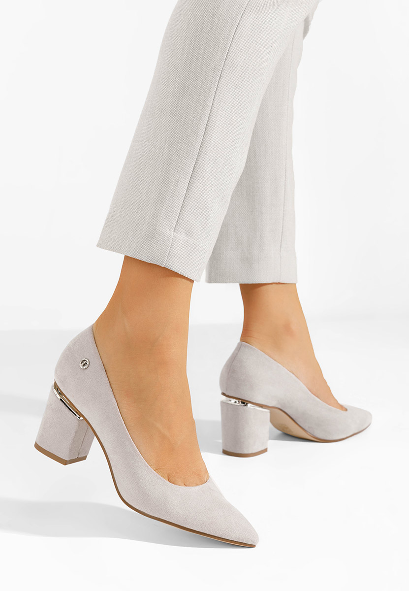 Pantofi cu toc gros V3 Nelia gri