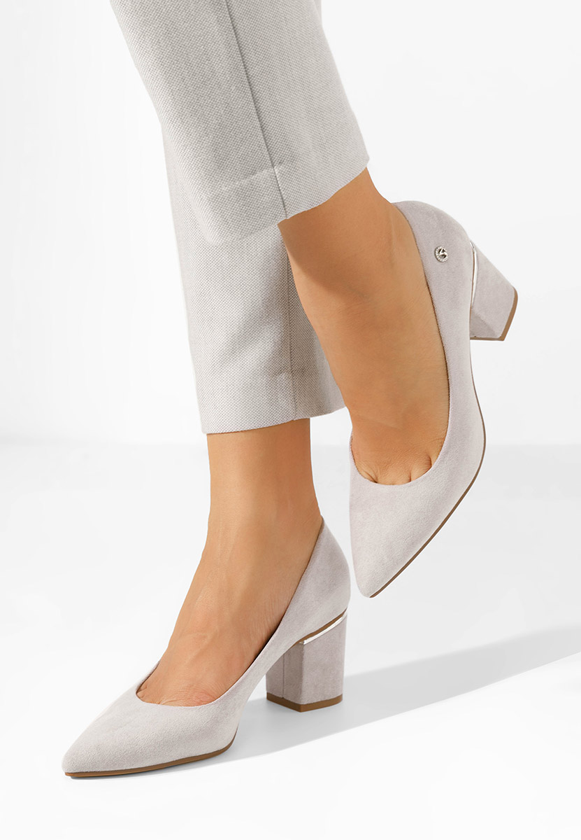 Pantofi cu toc gros V3 Nelia gri