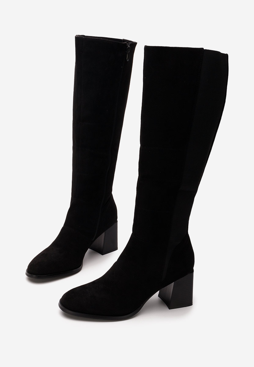 Cizme lungi cu toc gros Rinadi negre