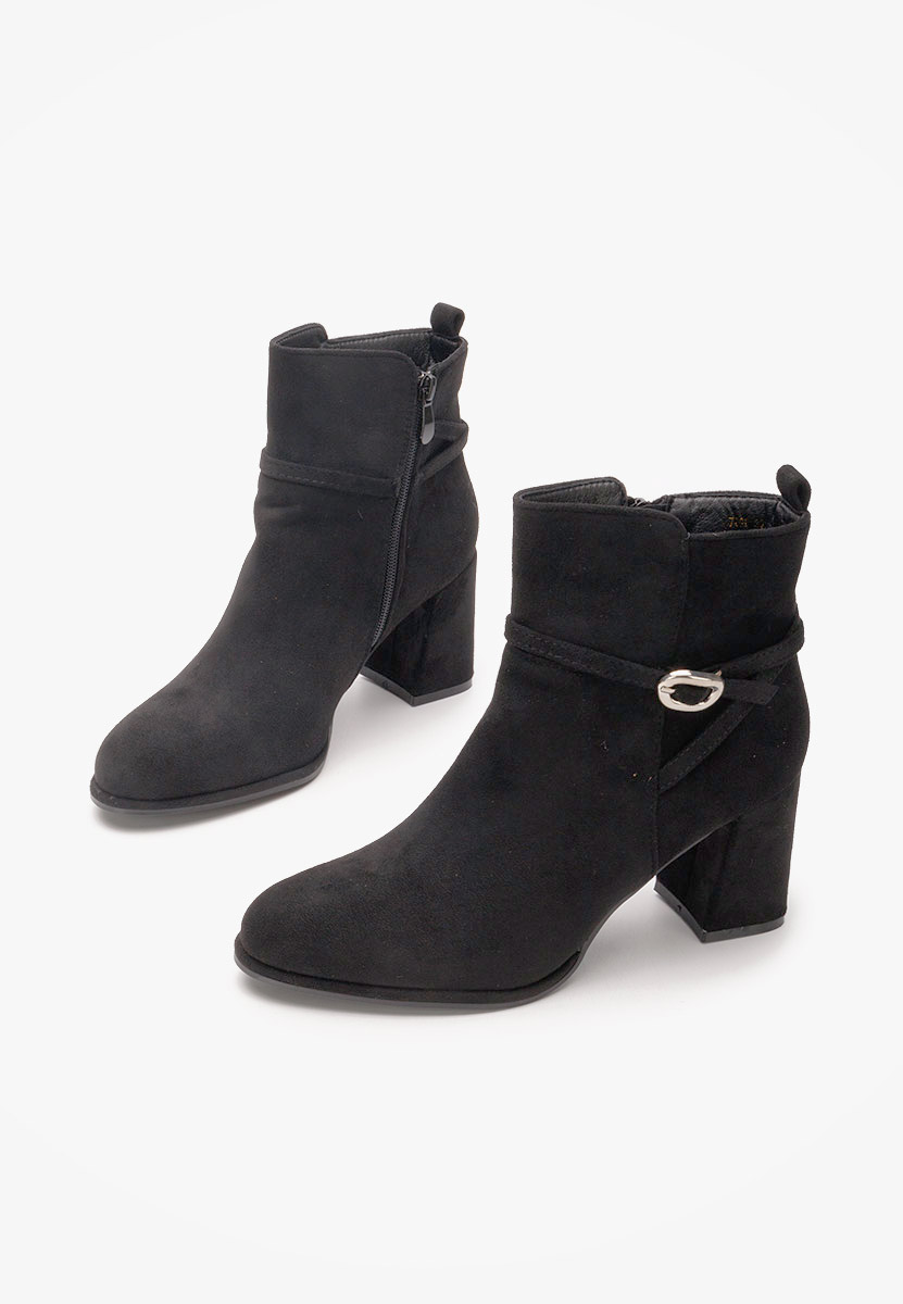Botine cu toc gros Cherri negre