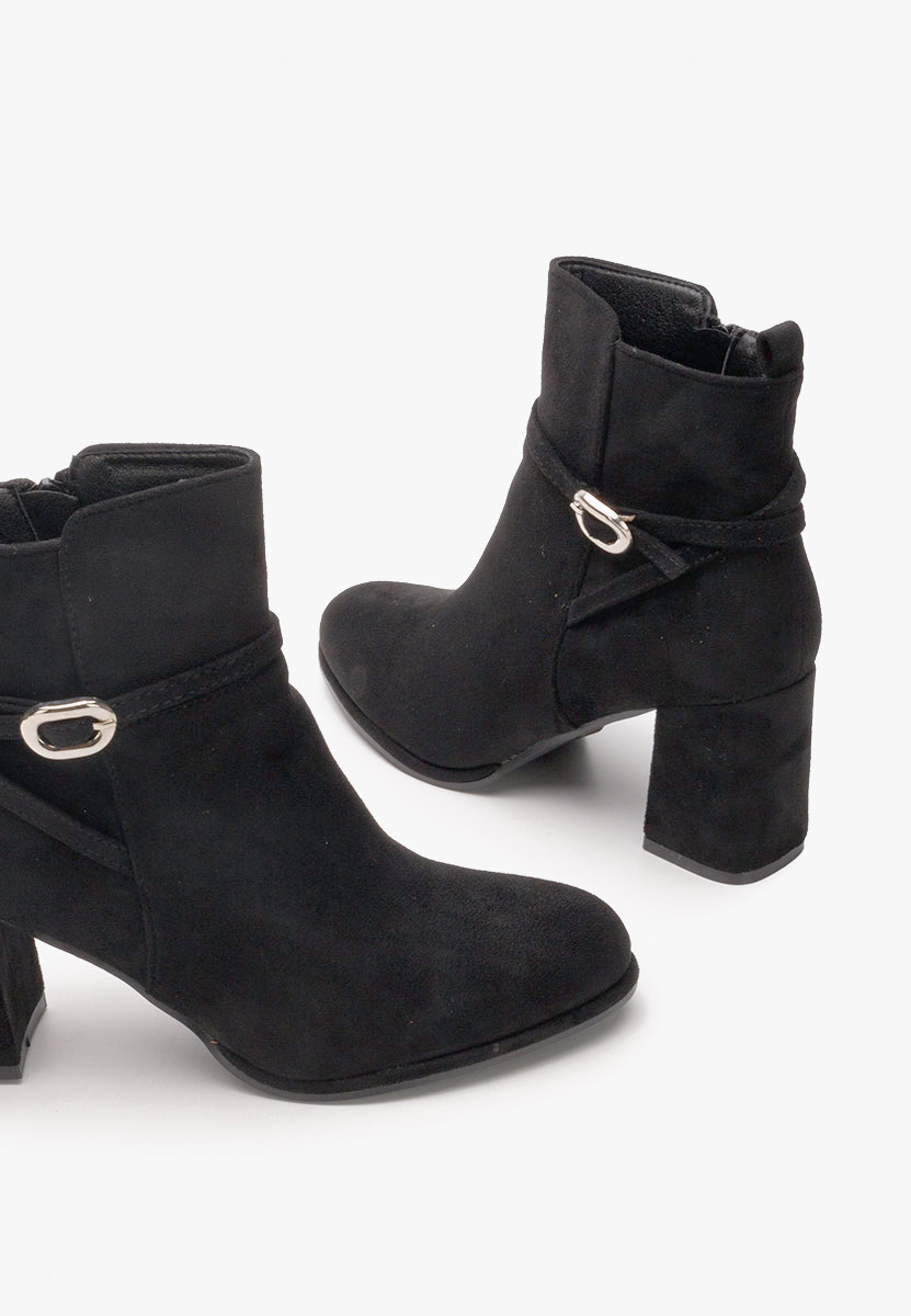 Botine cu toc gros Cherri negre