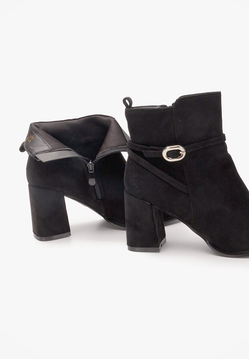 Botine cu toc gros Cherri negre