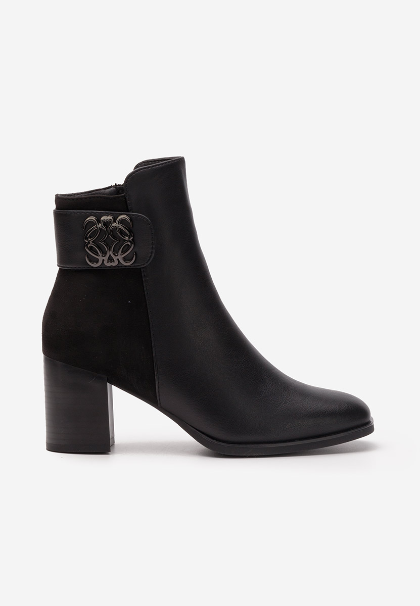 Botine cu toc gros Mouna negre