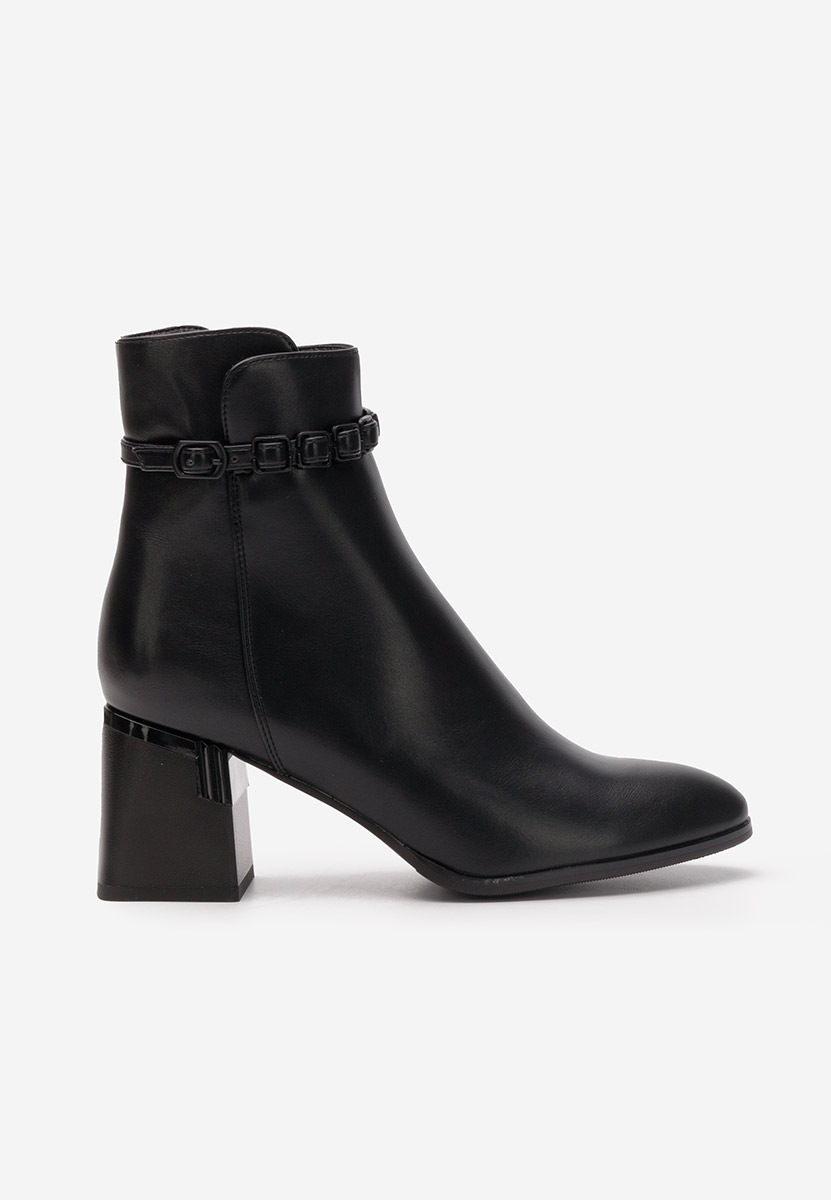 Botine cu toc gros Becca negre