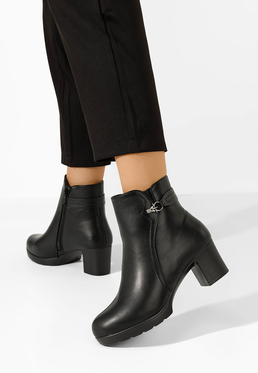Botine cu toc Luetta negre Botine cu toc Luetta negre