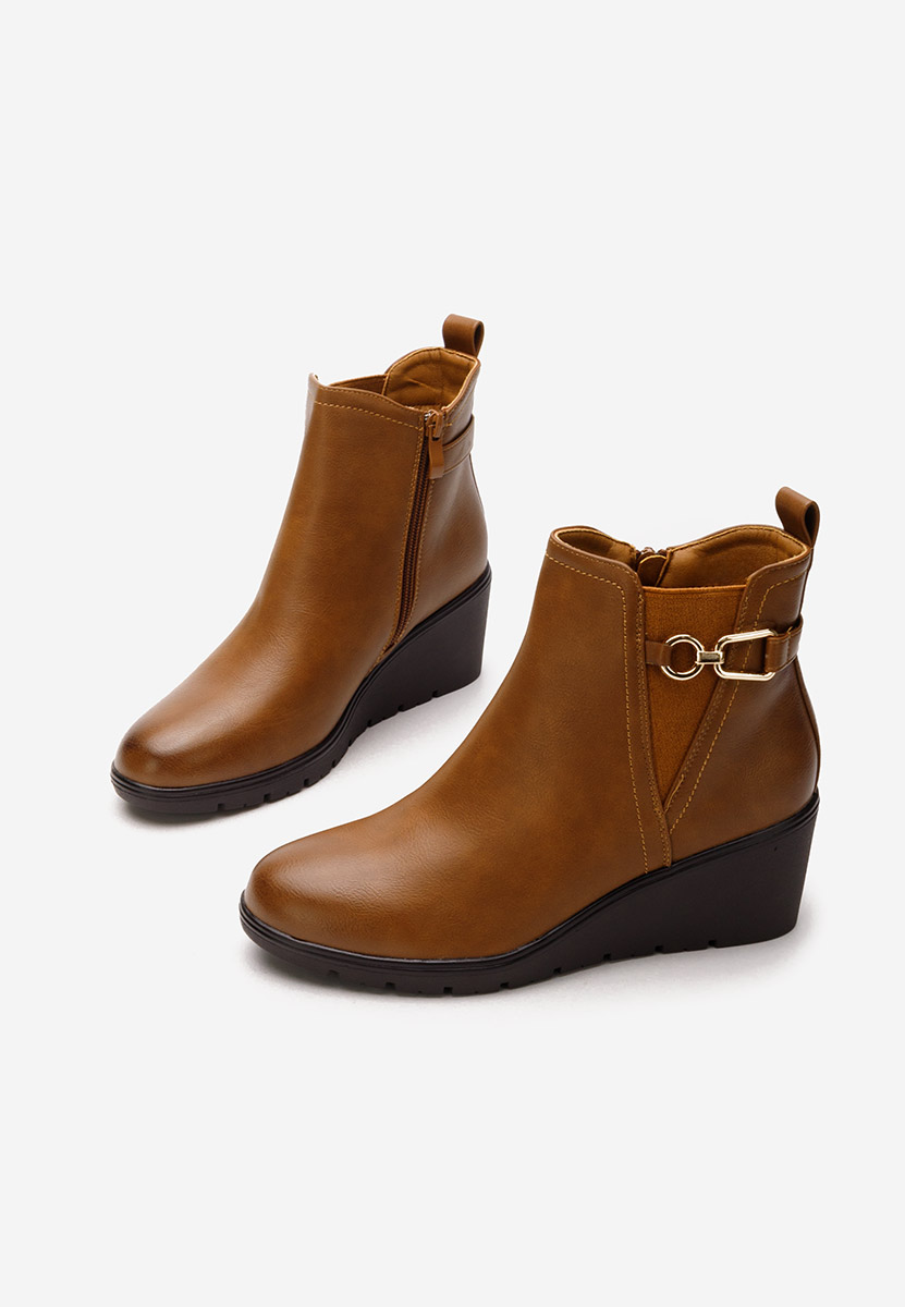 Botine cu platforma Ostara camel