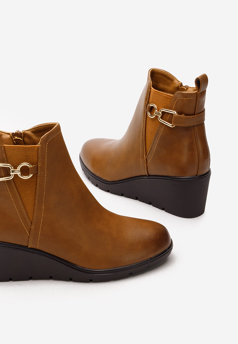 Botine cu platforma Ostara camel