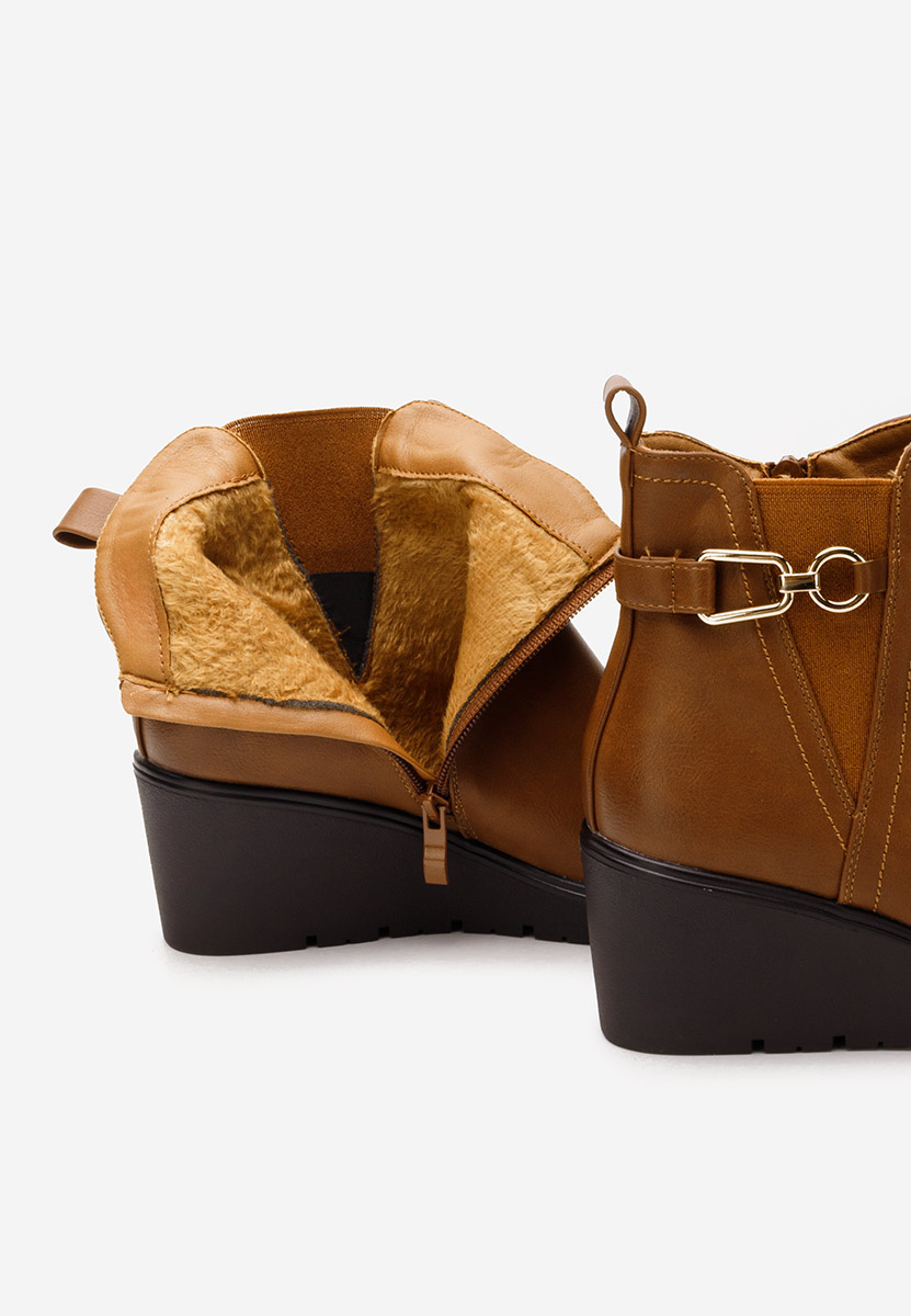 Botine cu platforma Ostara camel