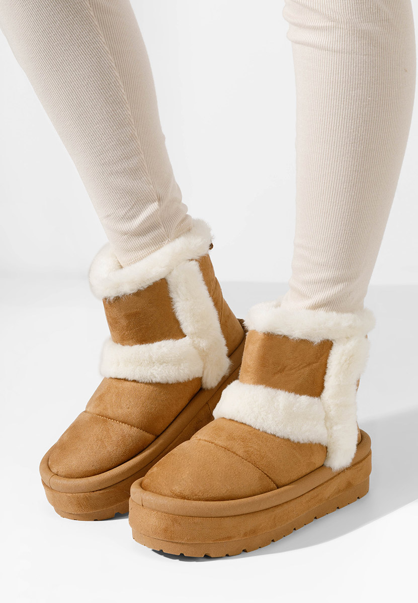 Cizme tip ugg Tarra camel