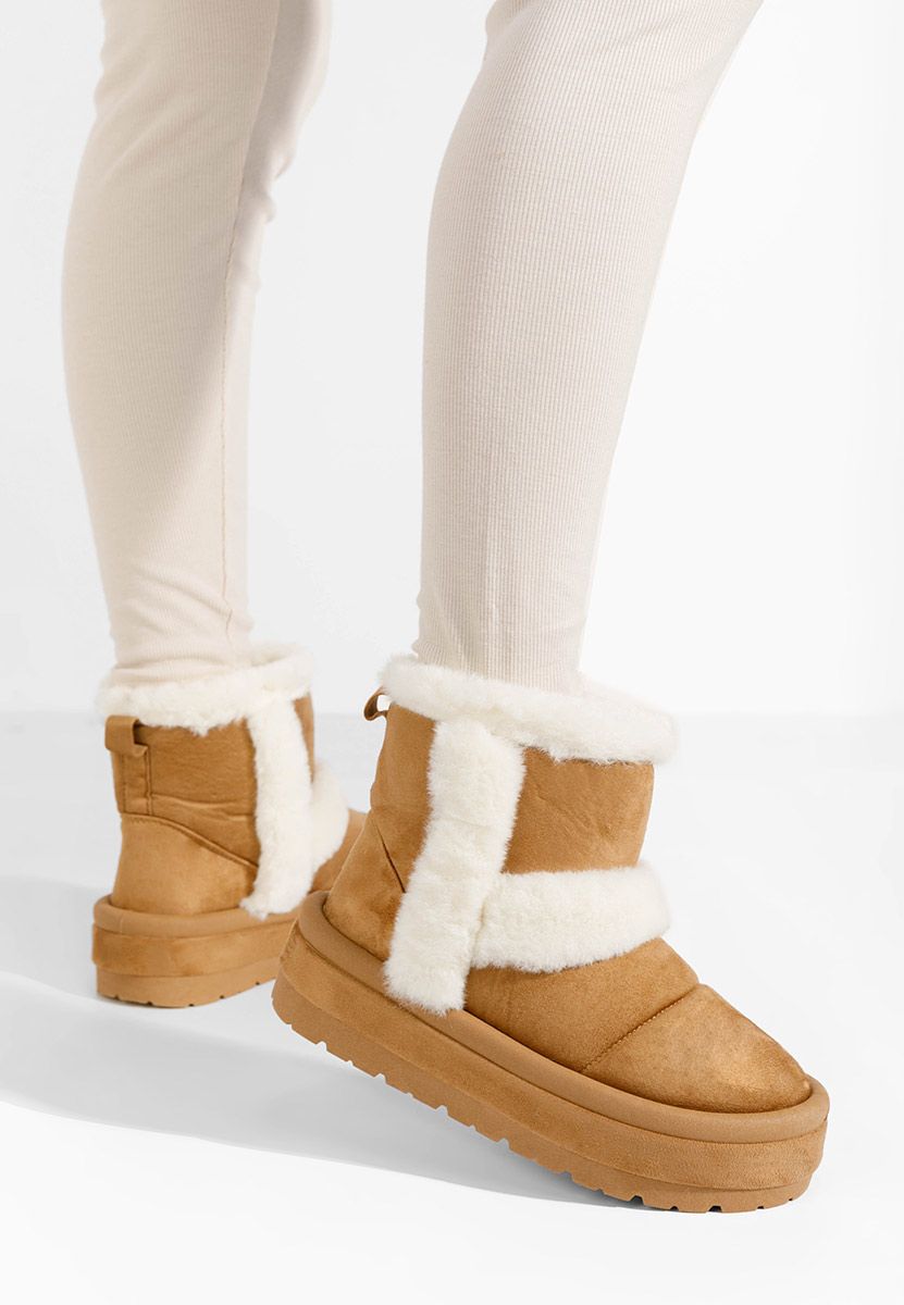 Cizme tip ugg Tarra camel