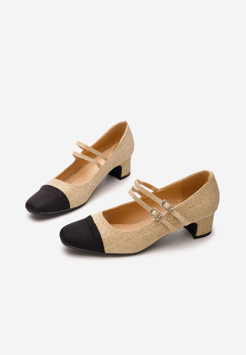 Pantofi cu toc mic Nakira aurii