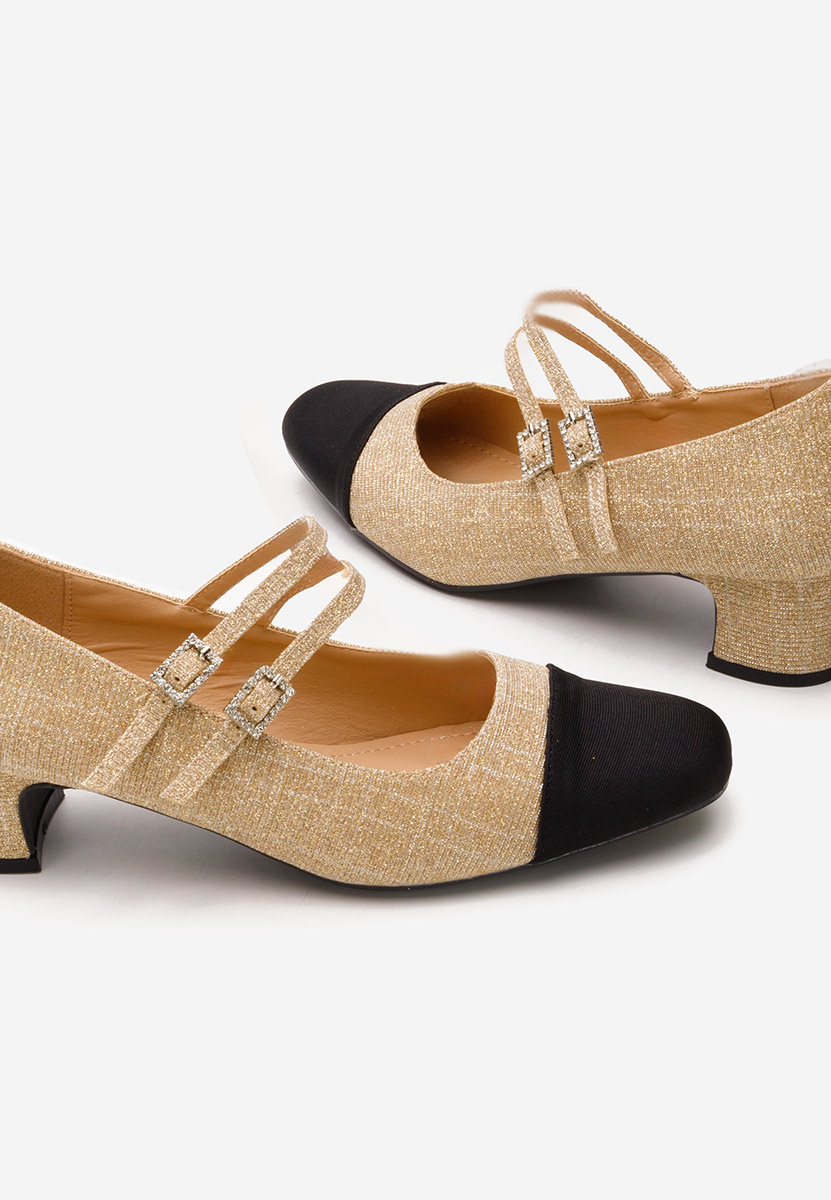 Pantofi cu toc mic Nakira aurii