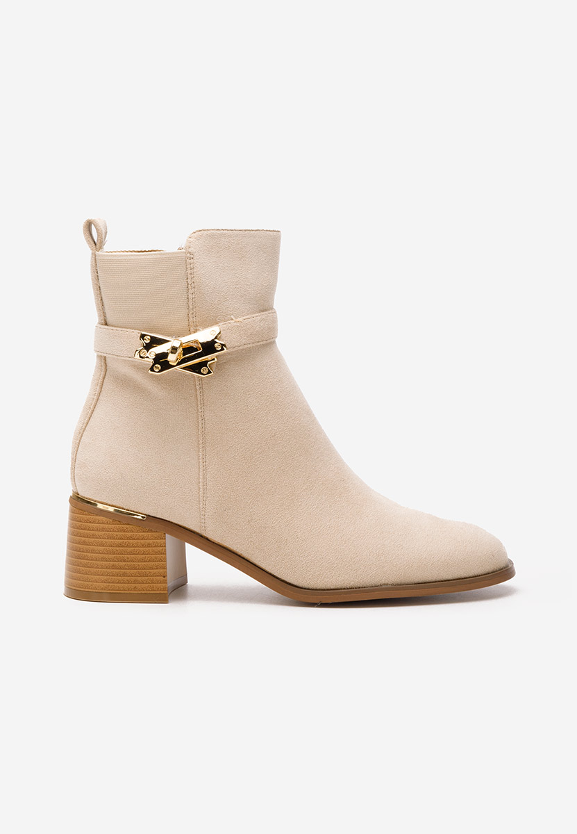 Botine cu toc gros Jessica bej