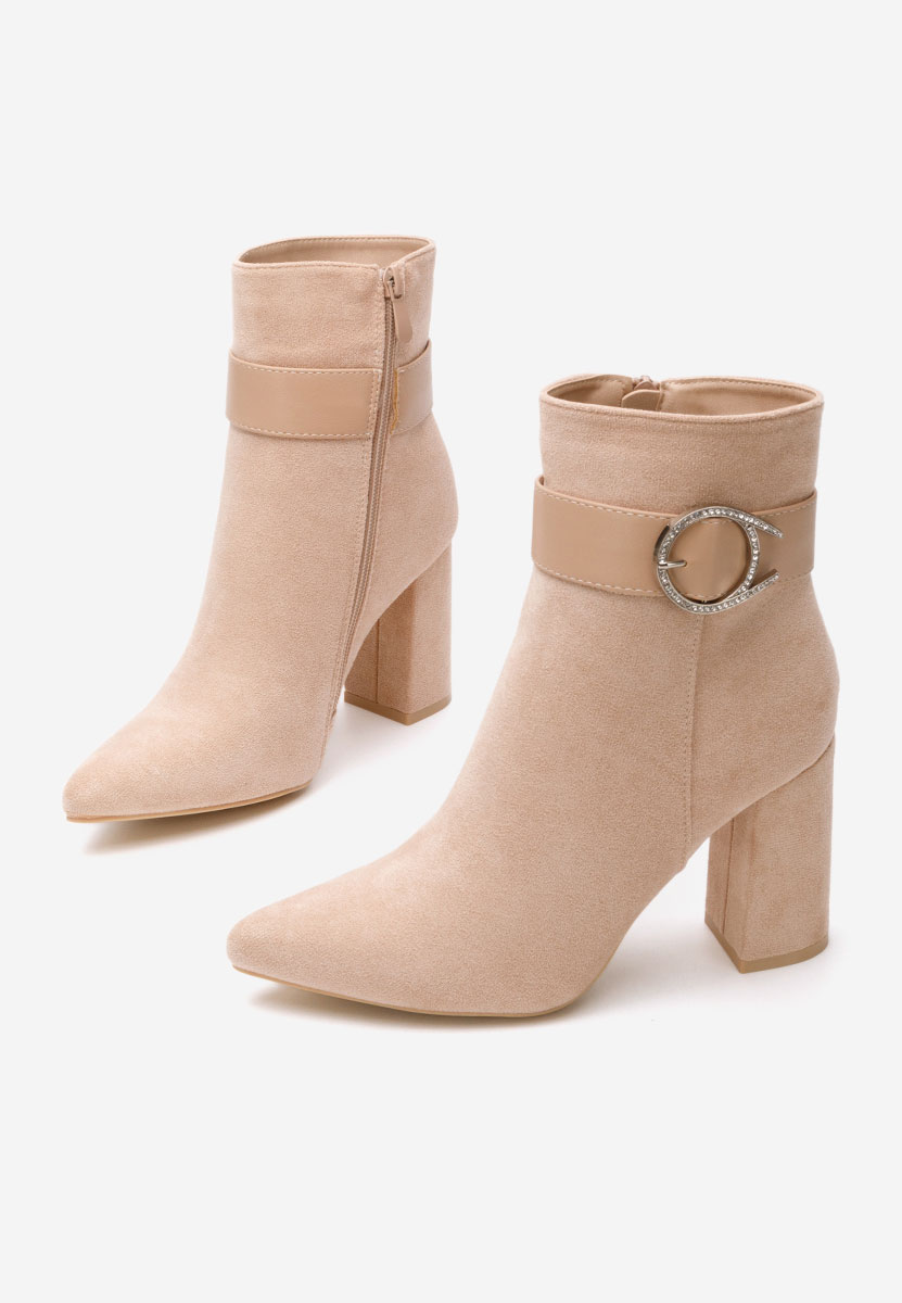 Botine cu toc gros Avis bej Botine cu toc gros Avis bej
