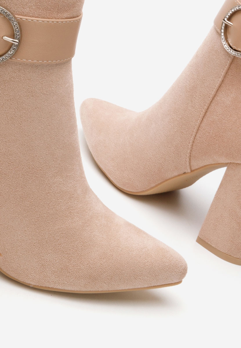 Botine cu toc gros Avis bej Botine cu toc gros Avis bej