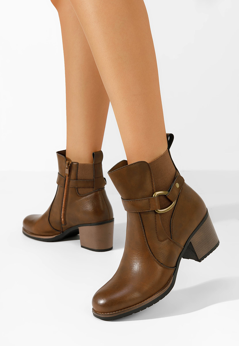 Botine cu toc gros Sureda camel