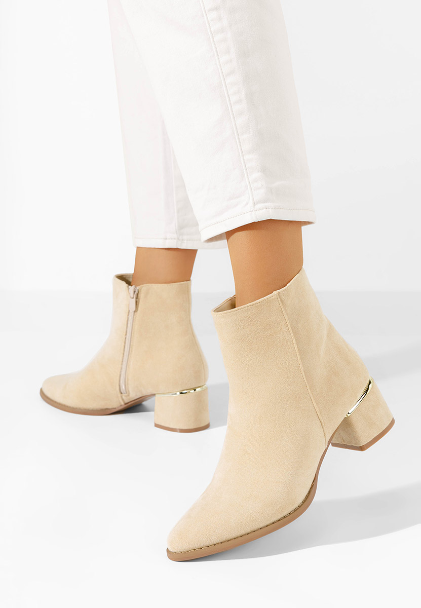 Botine cu toc gros Asevida bej