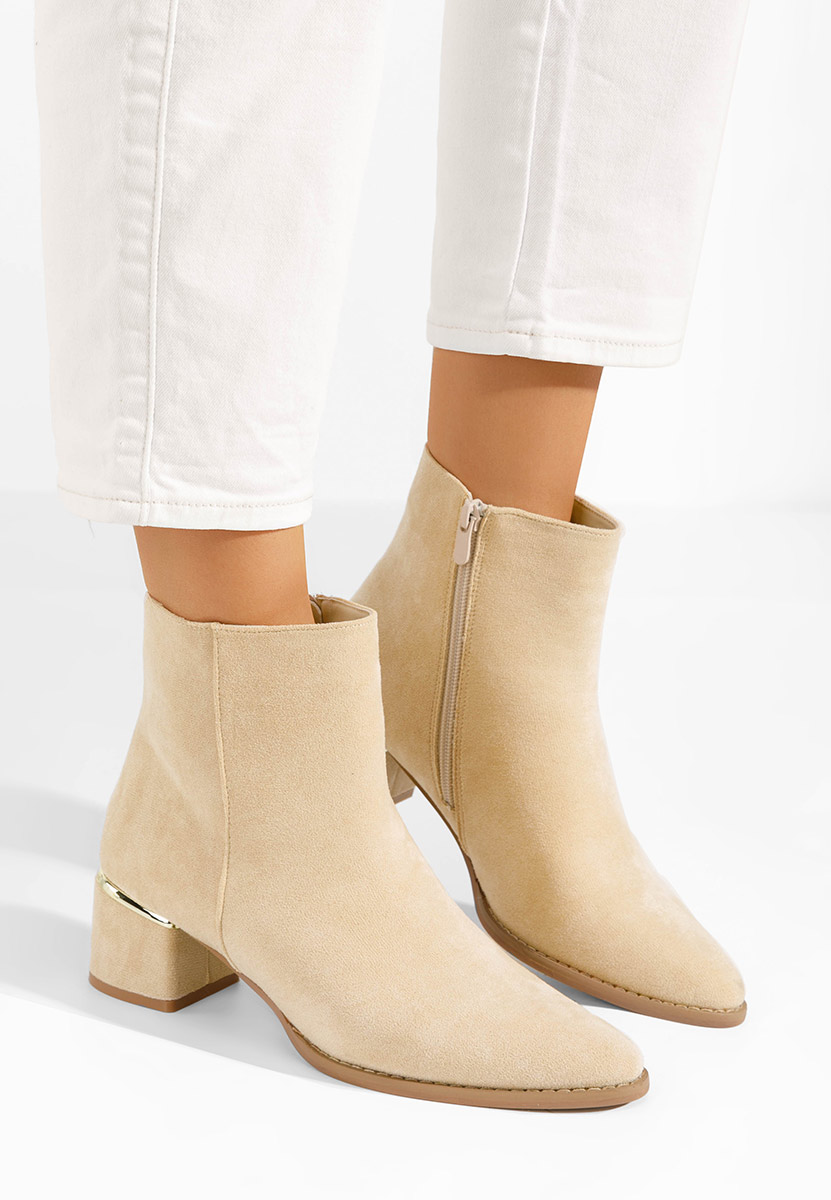 Botine cu toc gros Asevida bej