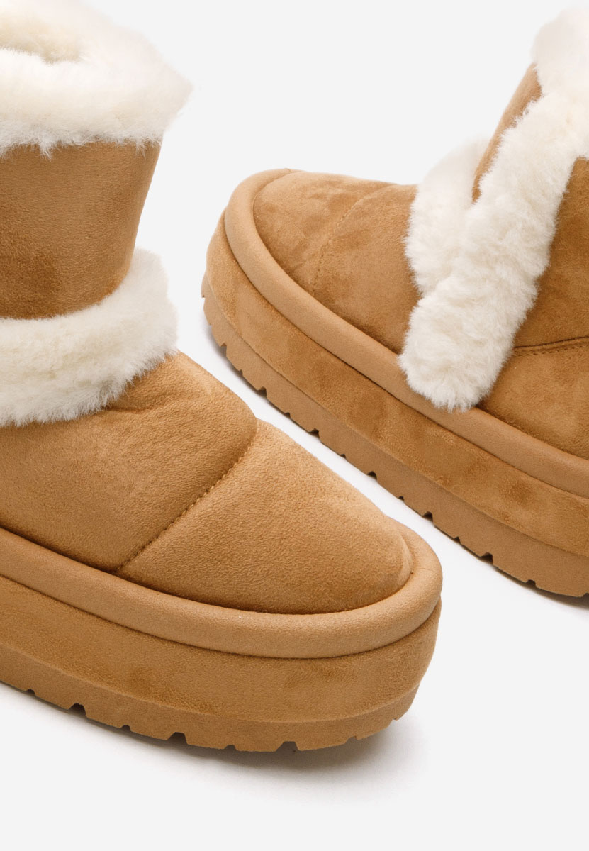 Cizme tip ugg Tarra camel