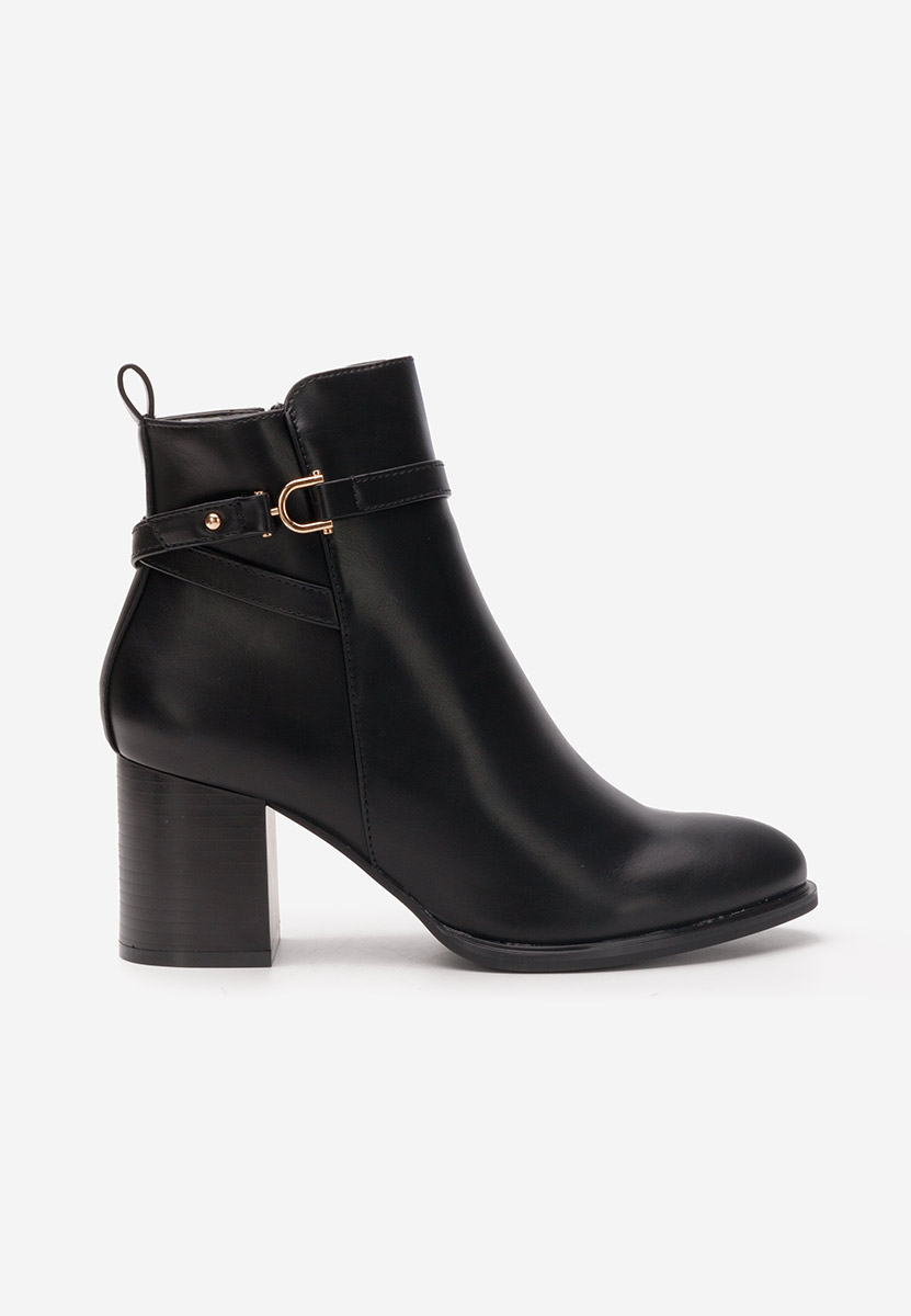 Botine cu toc gros Sherika negre