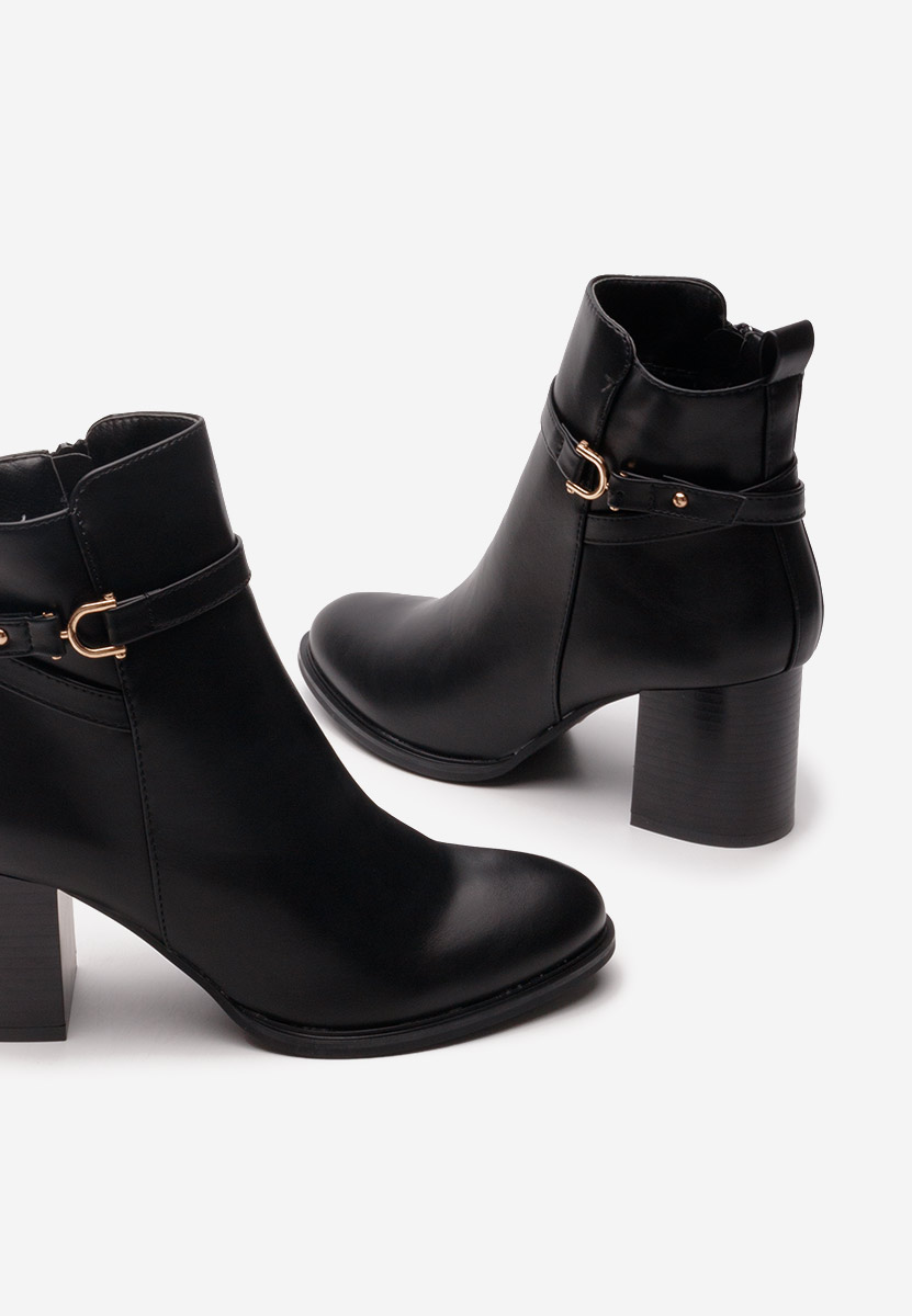 Botine cu toc gros Sherika negre