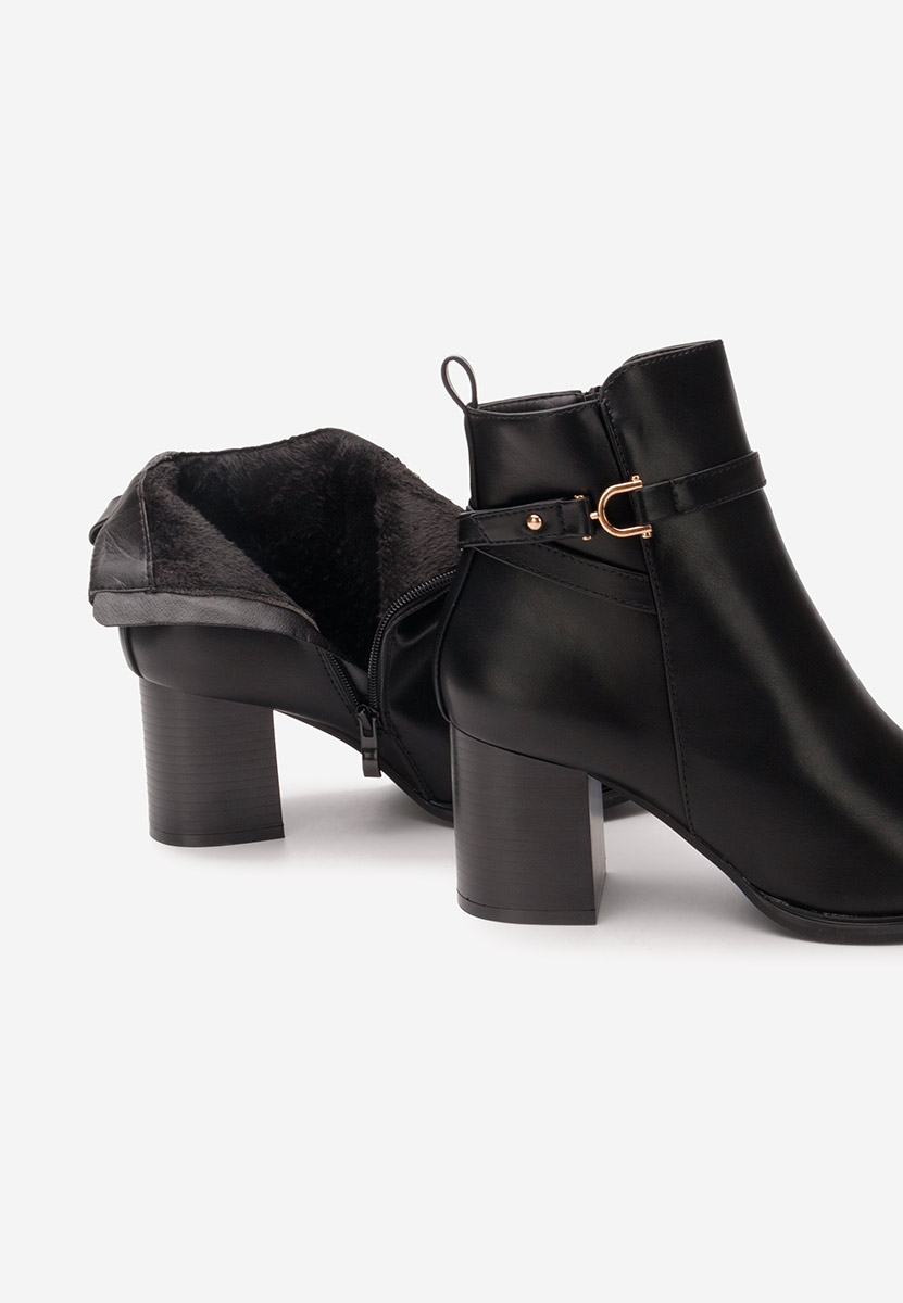 Botine cu toc gros Sherika negre