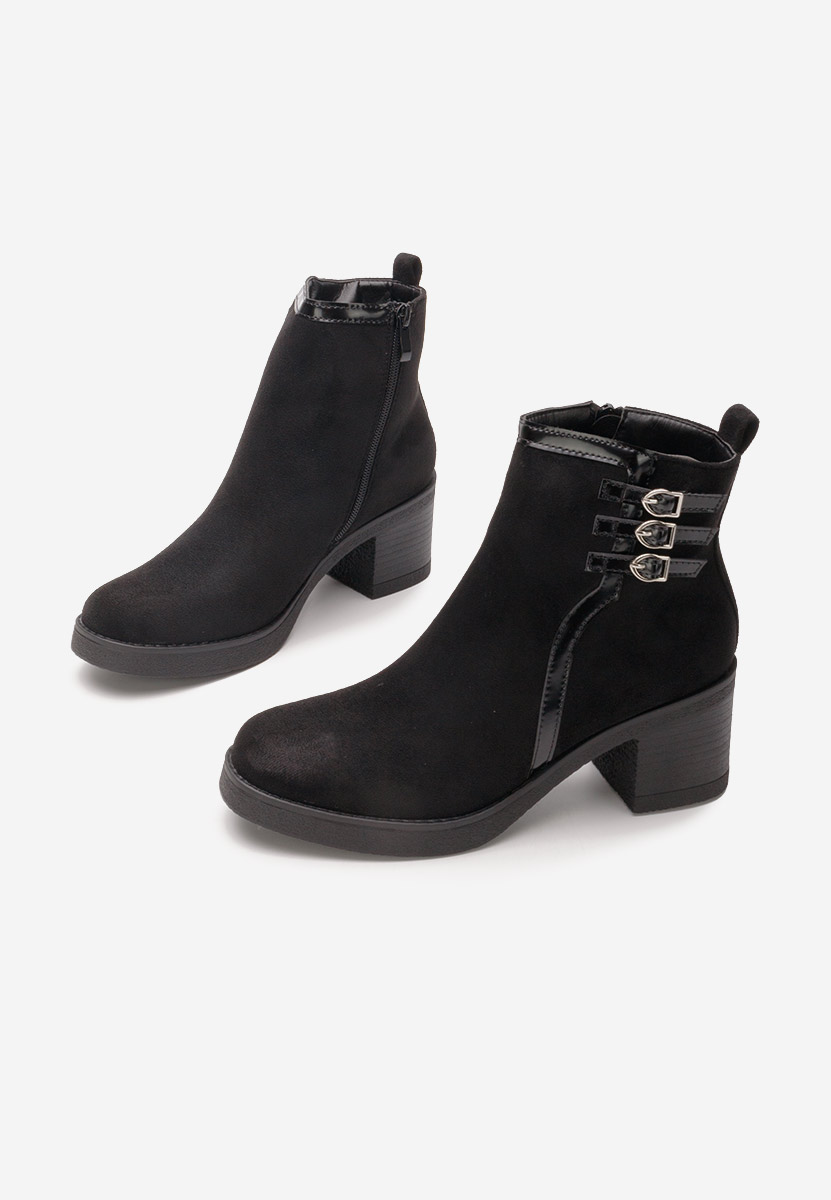 Botine cu toc gros Arnetta negre