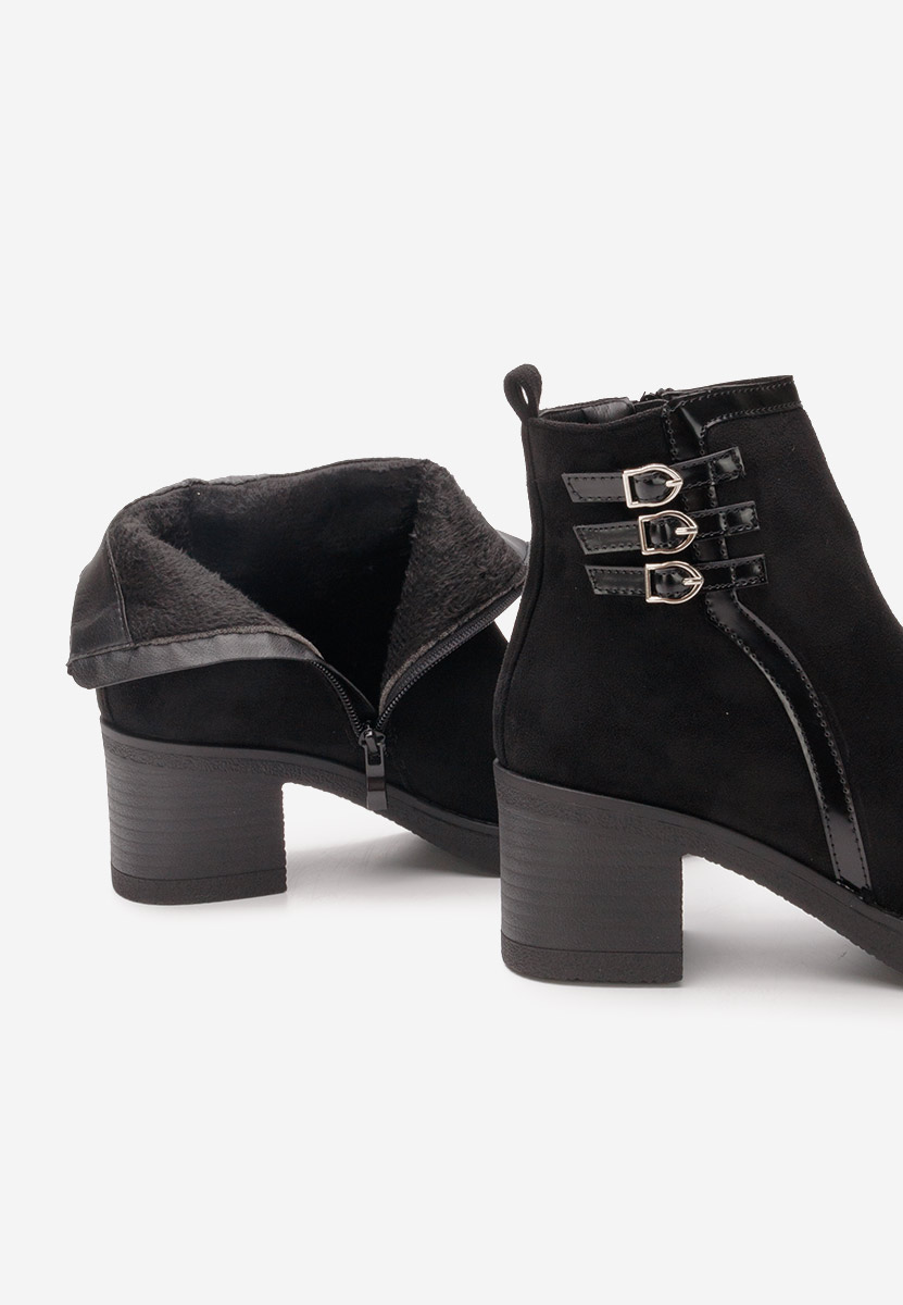 Botine cu toc gros Arnetta negre