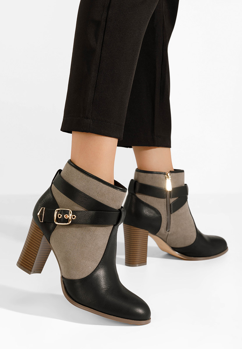 Botine cu toc gros Elbada negre