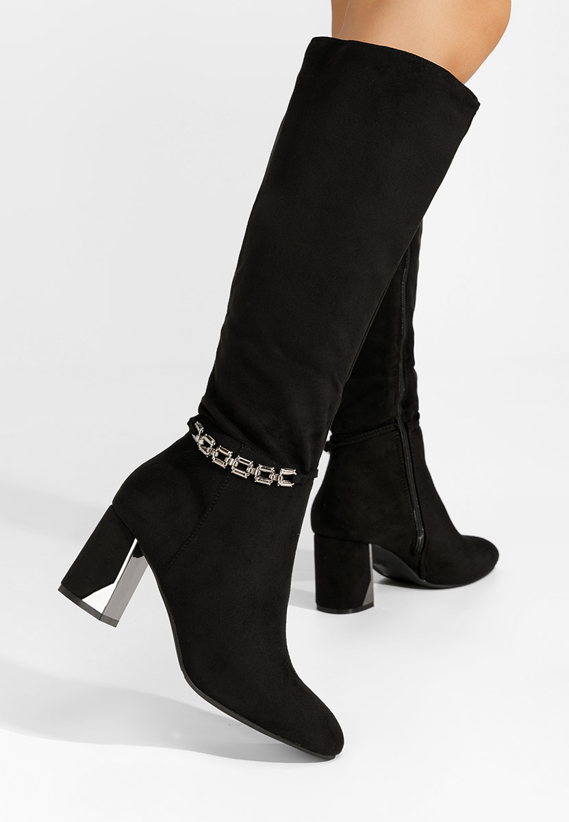 Cizme dama elegante cu toc Delphy negre
