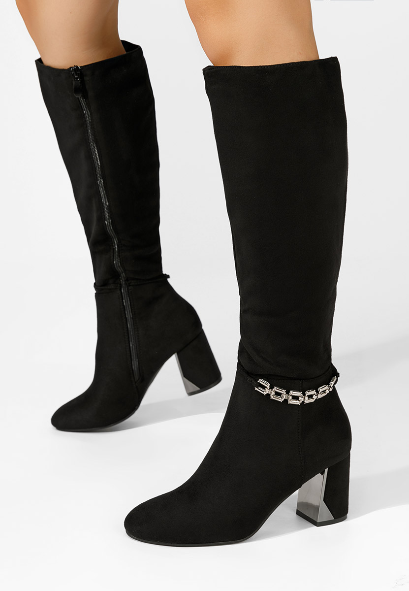 Cizme dama elegante cu toc Delphy negre