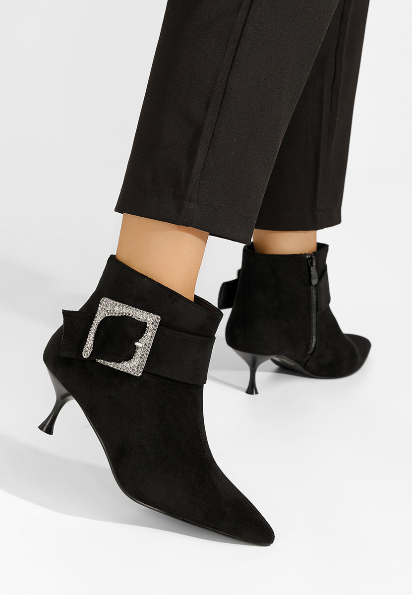 Botine cu toc subtire Karlene negre