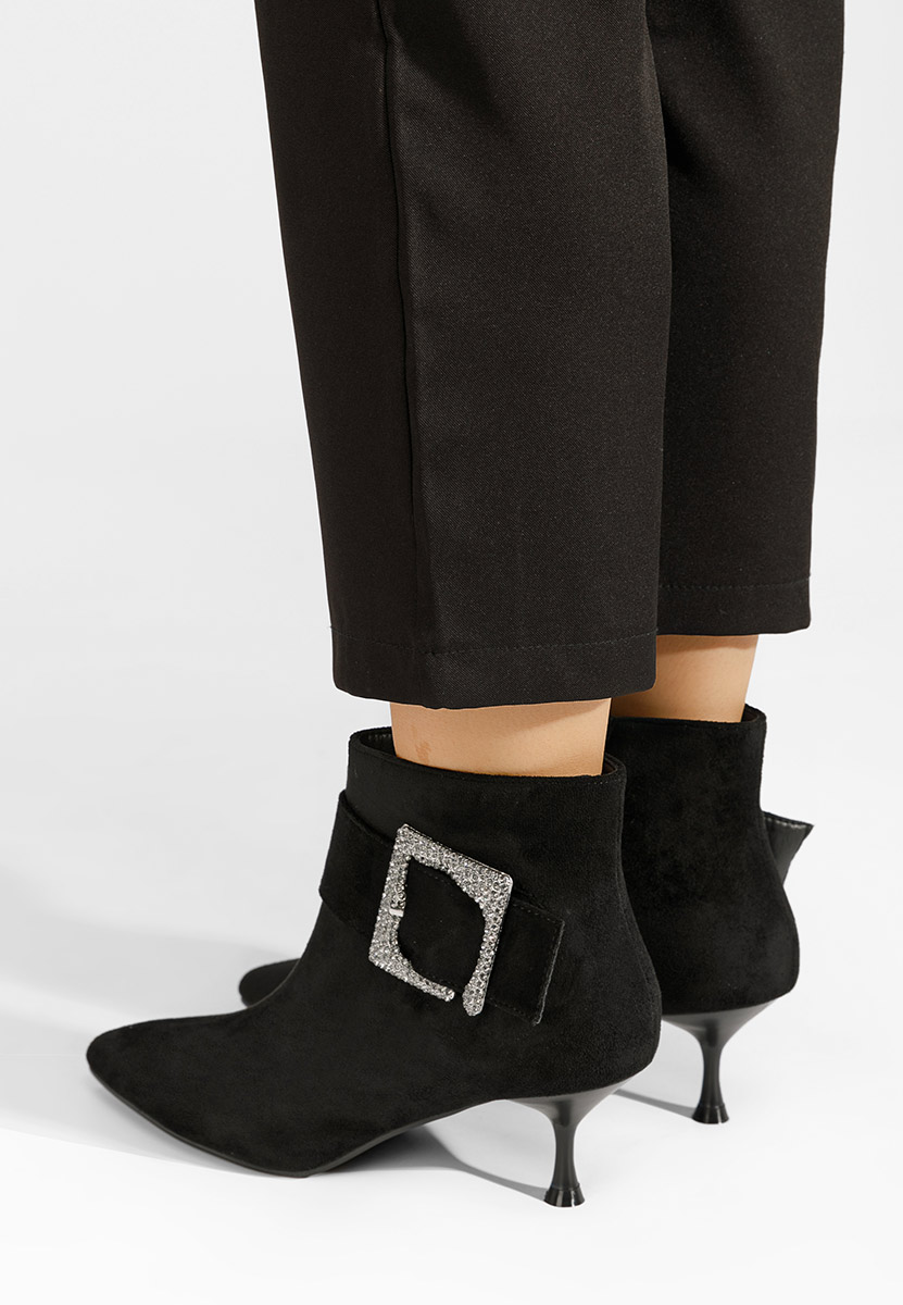 Botine cu toc subtire Karlene negre