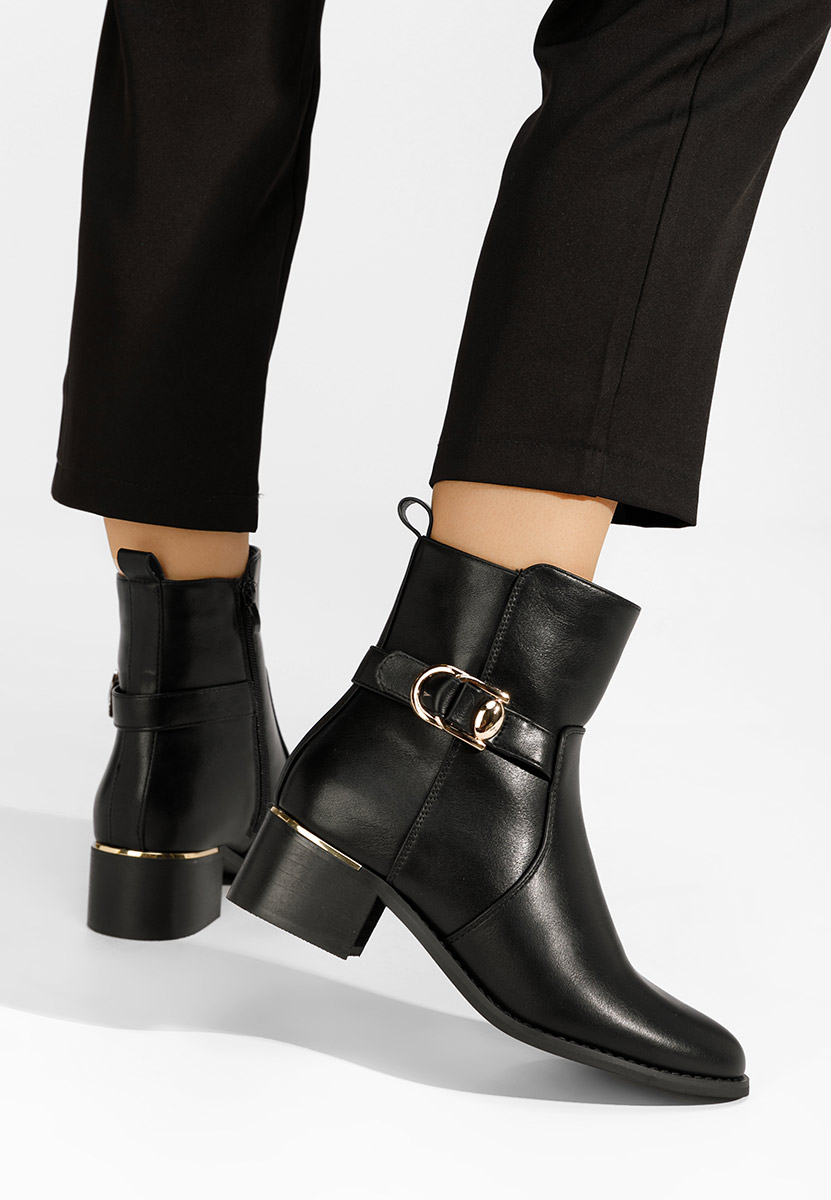 Botine cu toc gros Narcisilia negre