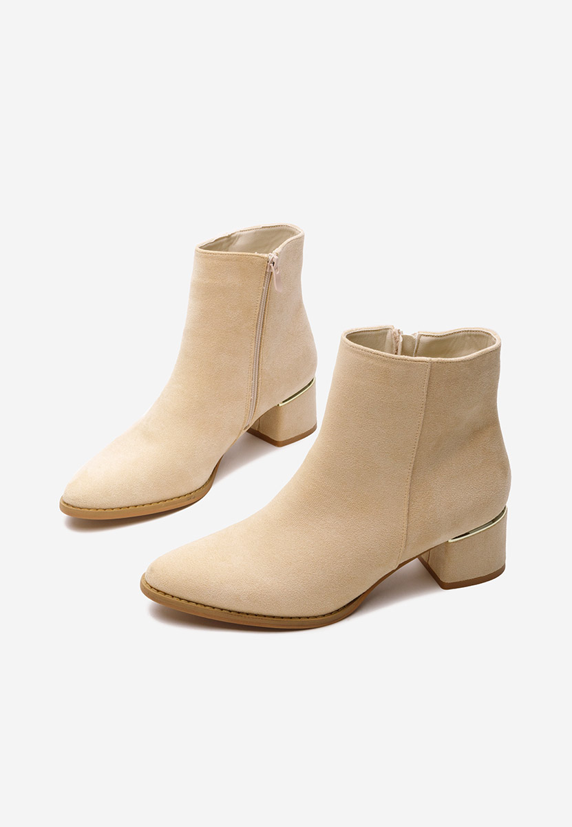Botine cu toc gros Asevida bej