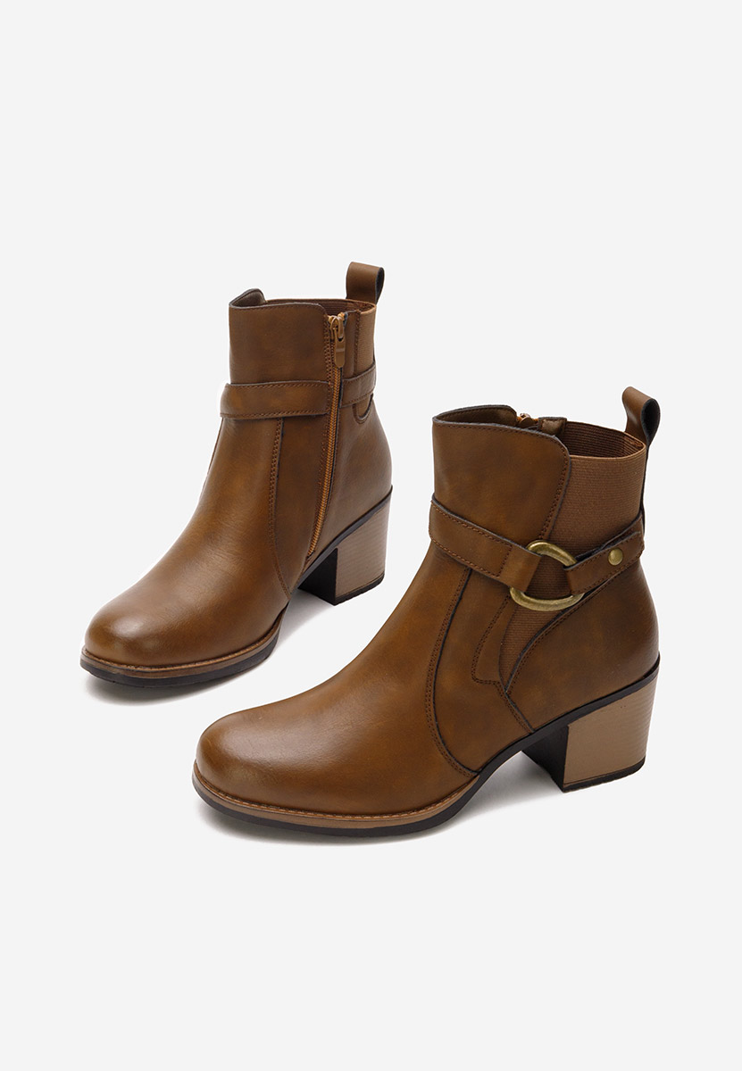 Botine cu toc gros Sureda camel