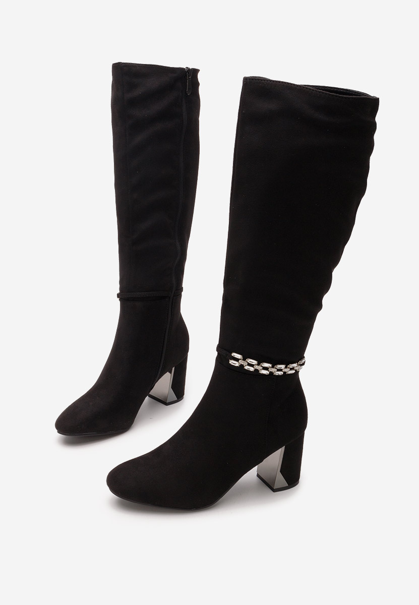 Cizme dama elegante cu toc Delphy negre