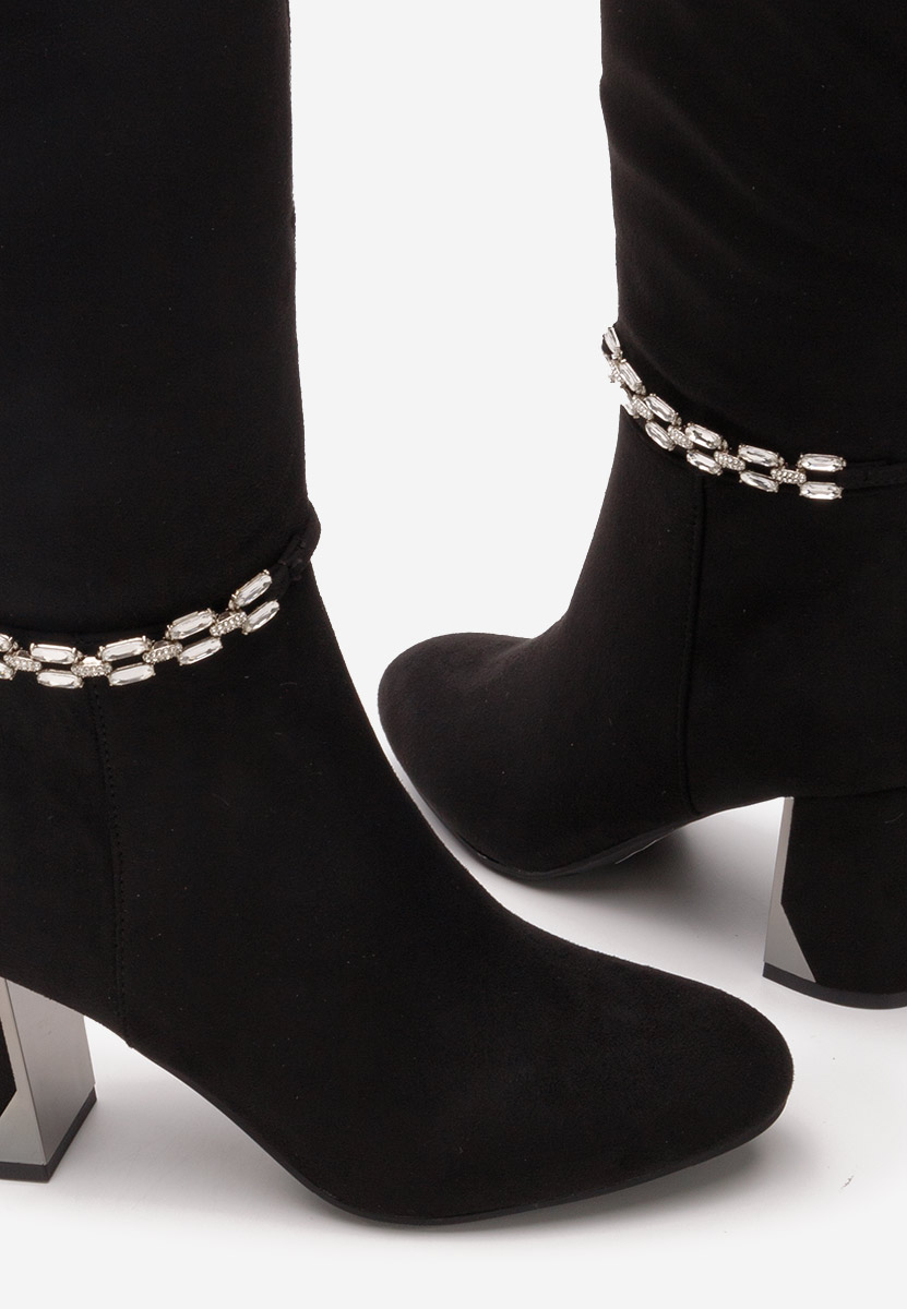 Cizme dama elegante cu toc Delphy negre