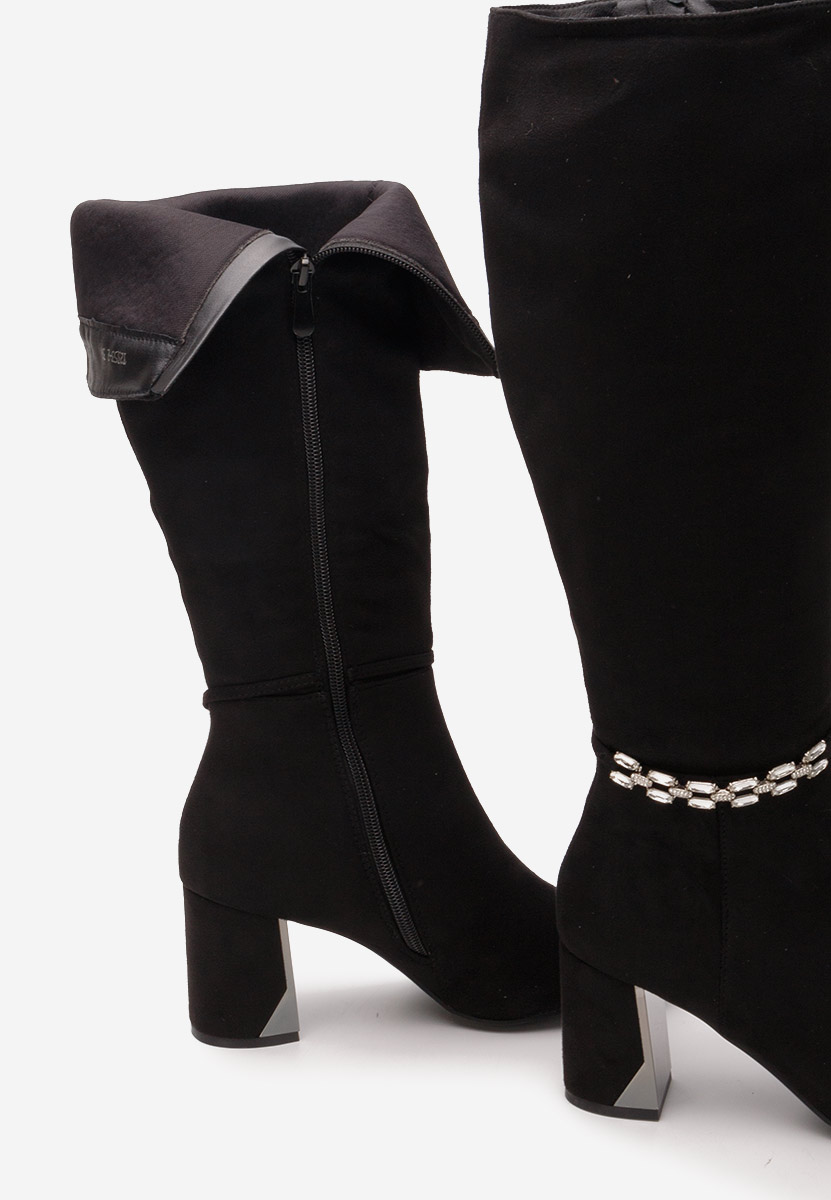 Cizme dama elegante cu toc Delphy negre