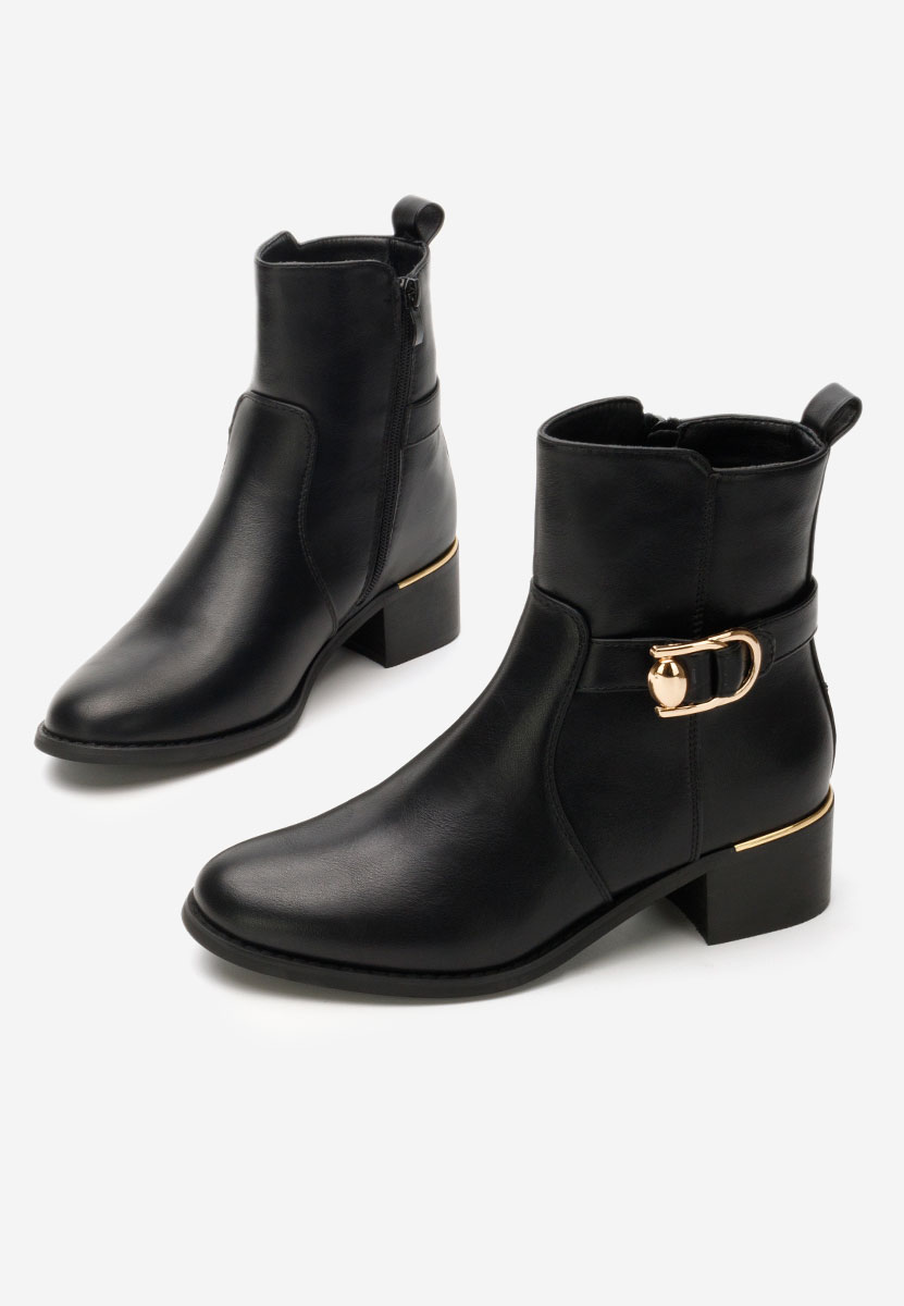 Botine cu toc gros Narcisilia negre