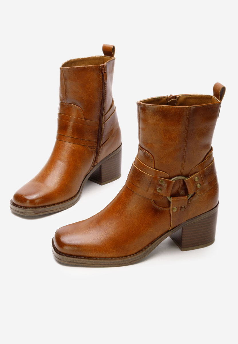 Botine cu toc Divesa camel