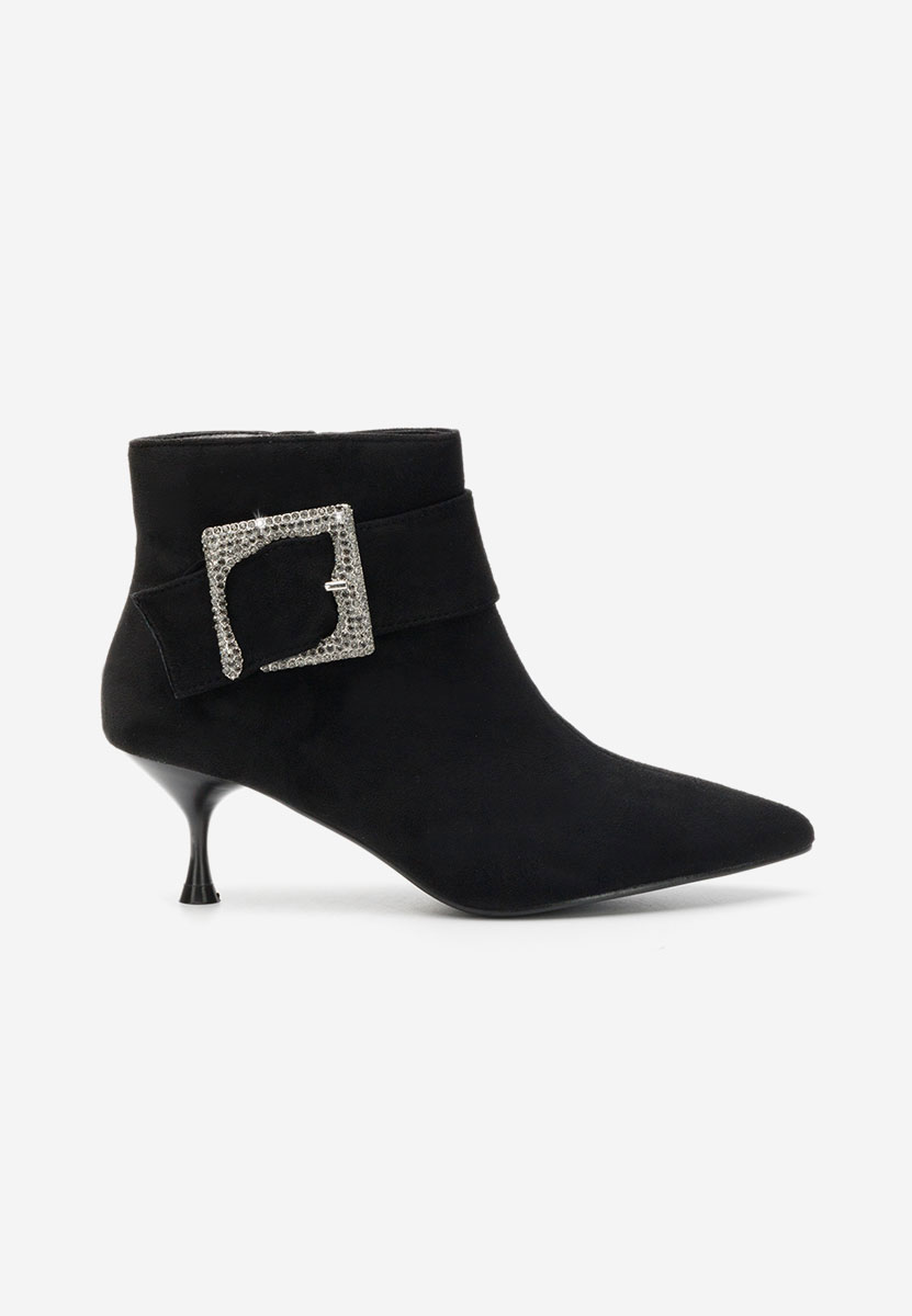 Botine cu toc subtire Karlene negre