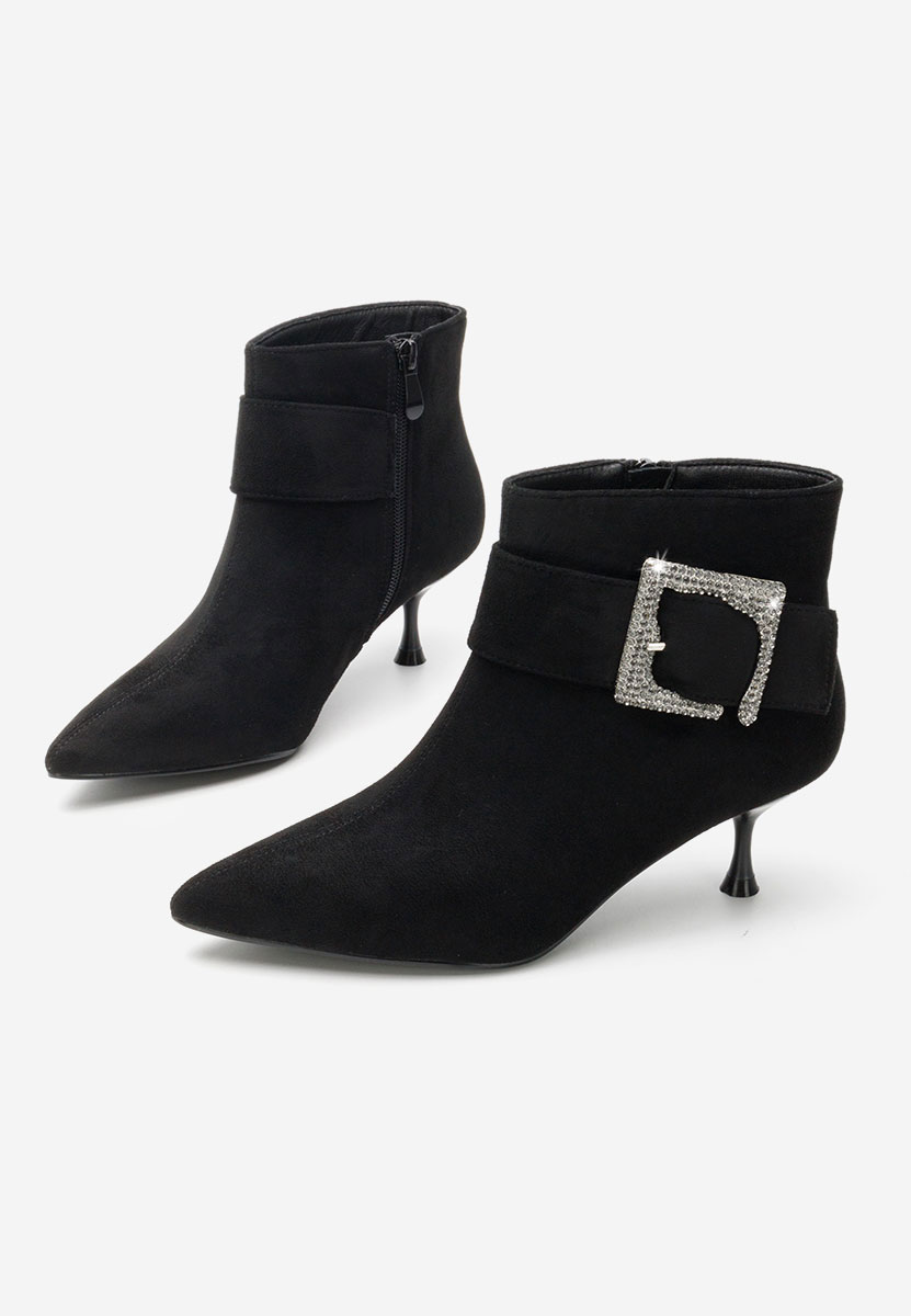 Botine cu toc subtire Karlene negre