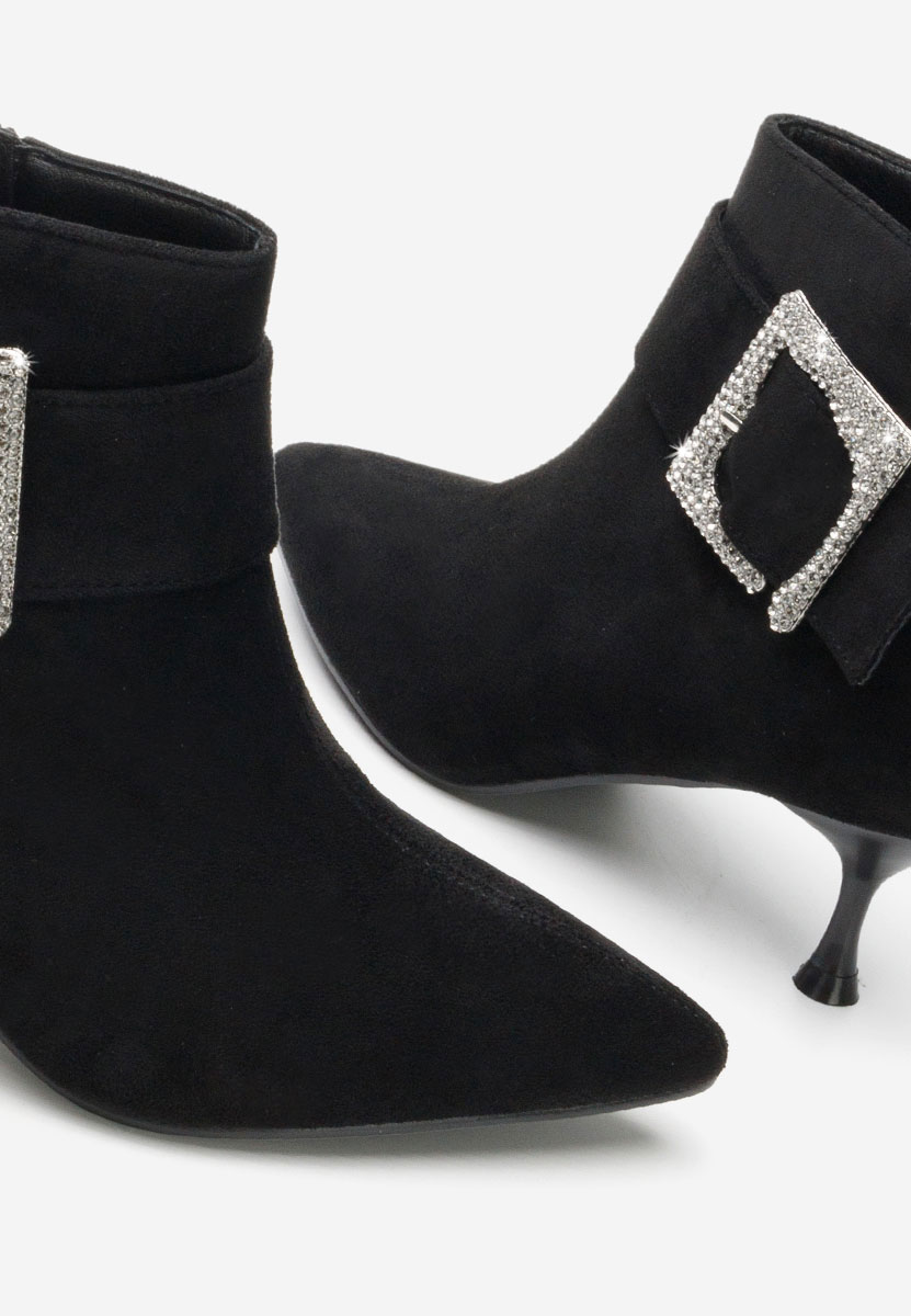 Botine cu toc subtire Karlene negre